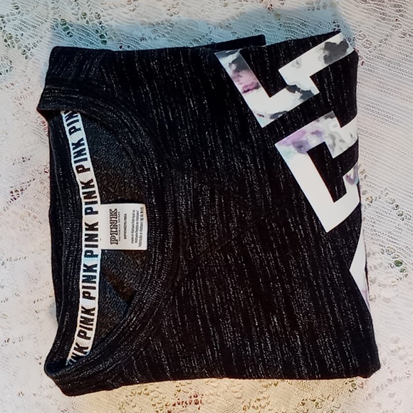 PINK By Victoria Secret Women's  Logo Campus Fleece Sweatshirt Size Small Black - Picture 12 of 12